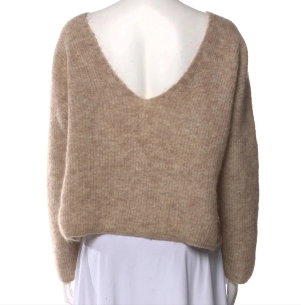 Sezane Zebulon Neutral Kid Mohair Blend Sweater, French Chic, Size Small - Picture 3 of 12